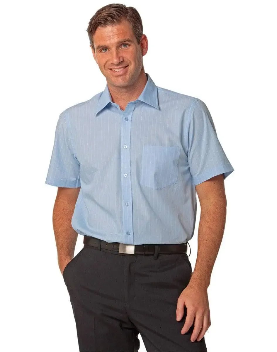 BENCHMARK Men's Pin Stripe Short Sleeve Shirt M7221